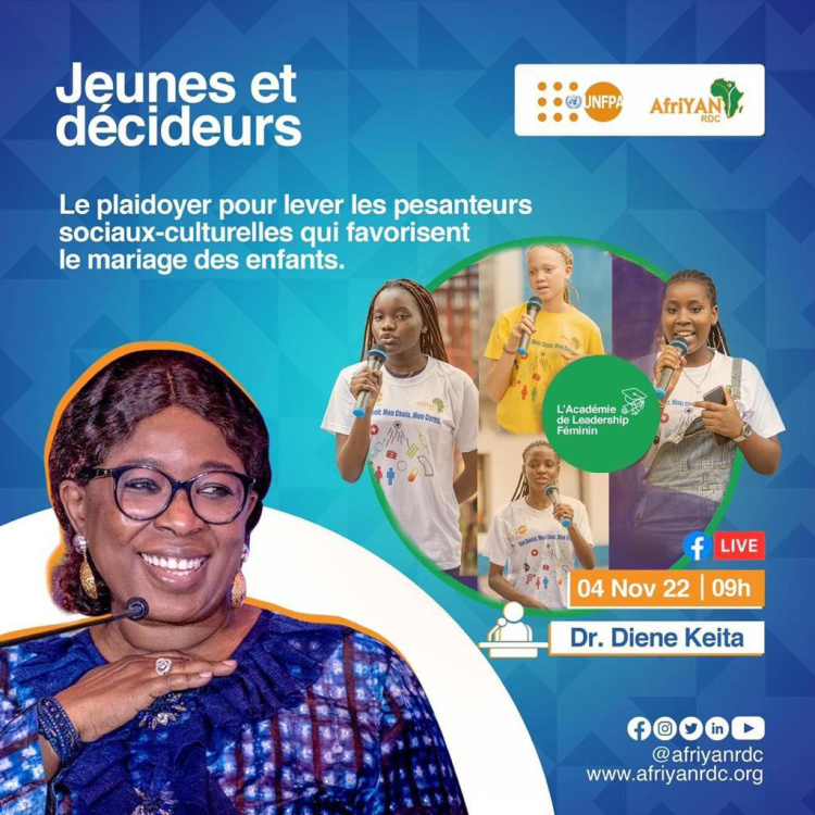 Lutte contre les VBG : Dr. Diene Keita motive les adolescentes qui s’élèvent contre le mariage d’enfants en RDC